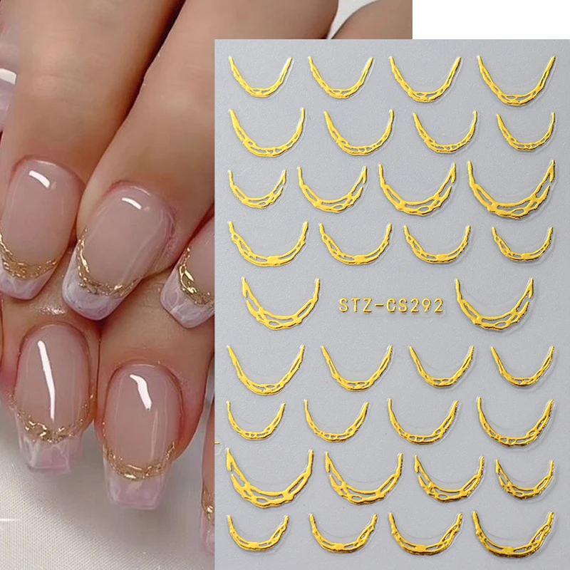 Nail Art Chrome - 메탈릭 실버 크롬 라인 네일 스티커