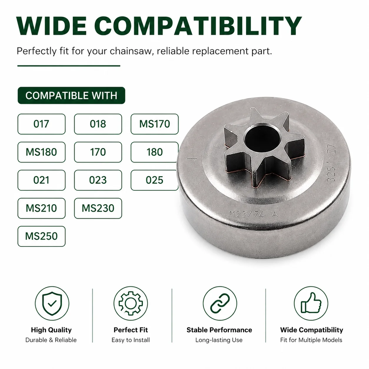 1123 640 2074 Sprocket Clutch Drum 3/8-7T Needle Bearing Kit For Stihl 017 018 021 023 025 MS170 MS180 Chainsaw 11236472400