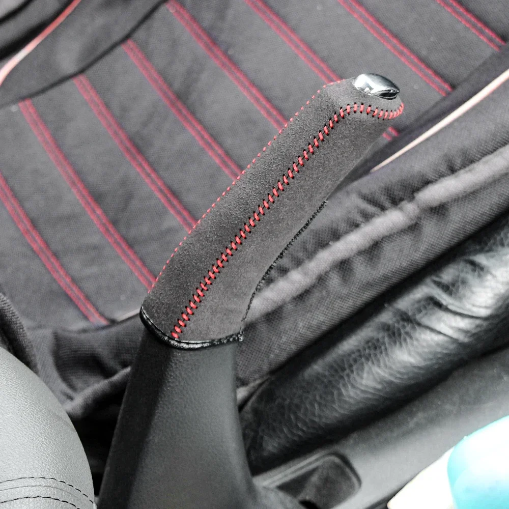 New Suede Style Handbrake Sleeve Leather Handbrake Grips Cover Car Interior Accessories image 5