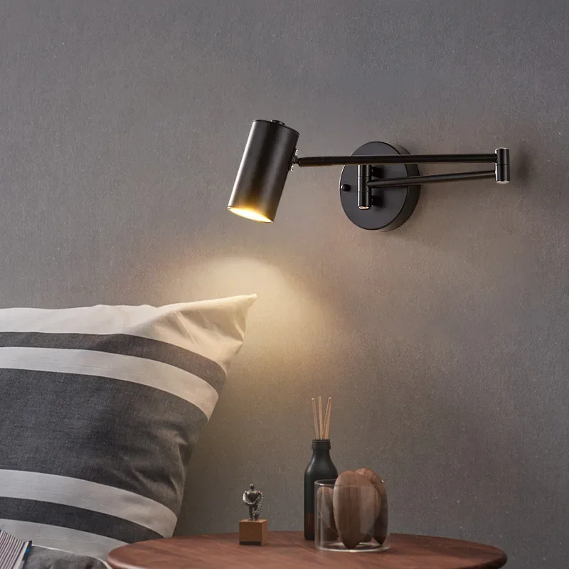 Minimalist Modern LED Folding Wall Lamp for Study Living Room Bedside Indoor Swing Loft Decor Adjustment Reading Background