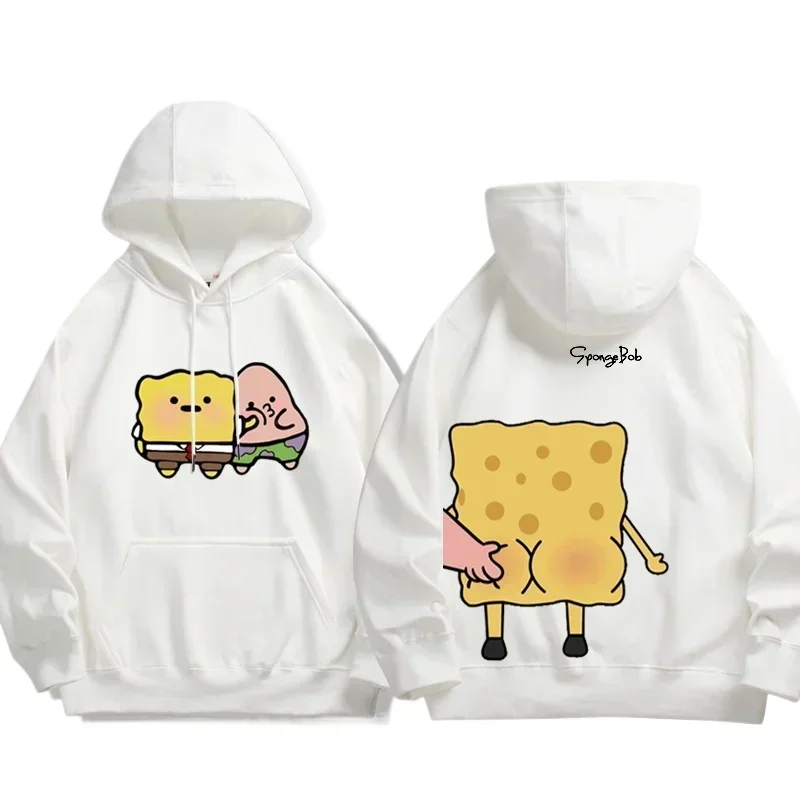 New Pattern Spongebob Cartoon Anime Printing Men's and Women's Hoodies Autumn and Winter Fashion Cute Couple's Clothing Hoodie