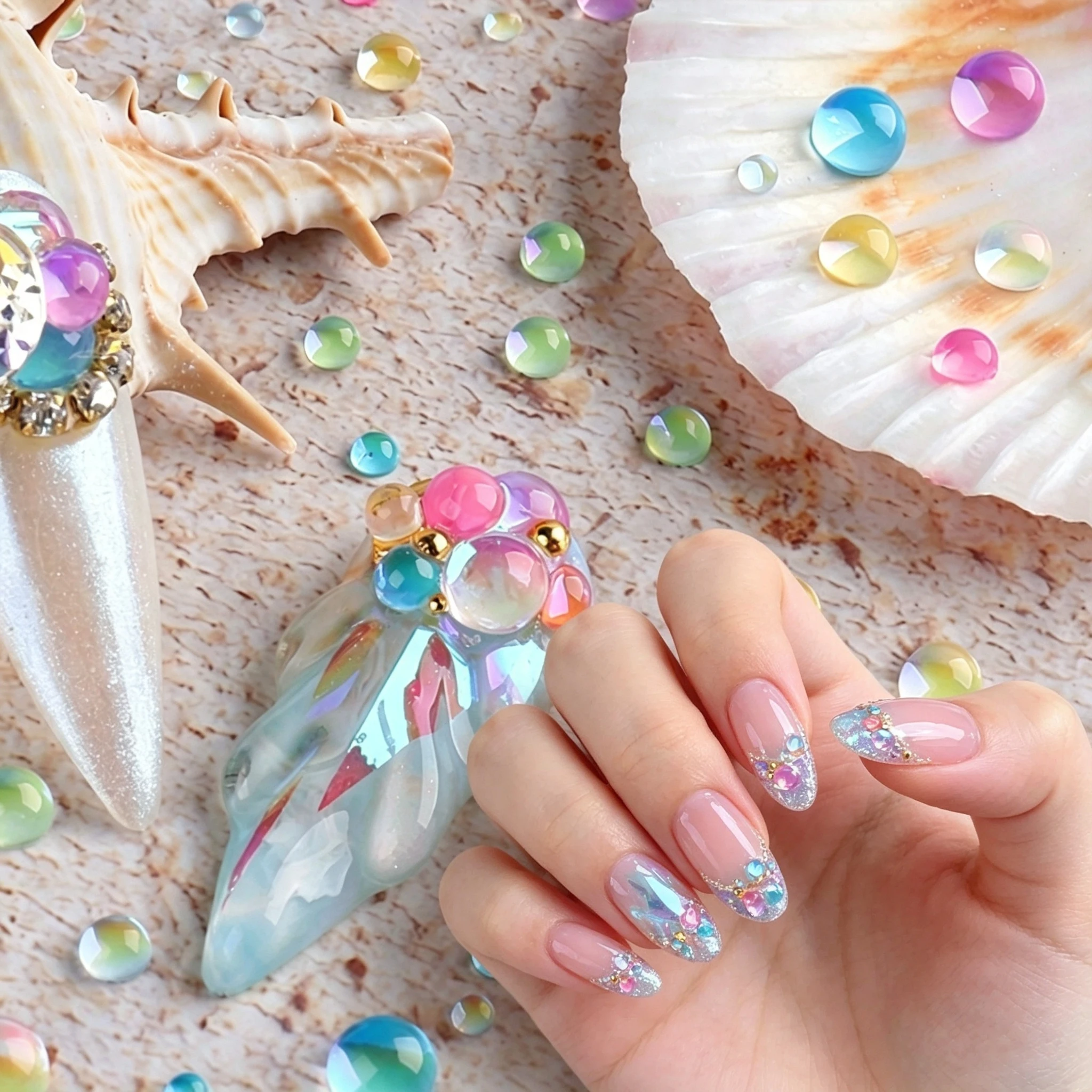 2880 Pieces Half Round Gem Beads Multi Color Rhinestones for Nail Art Phone Cases Hats DIY Clothing and Accessories Decoration