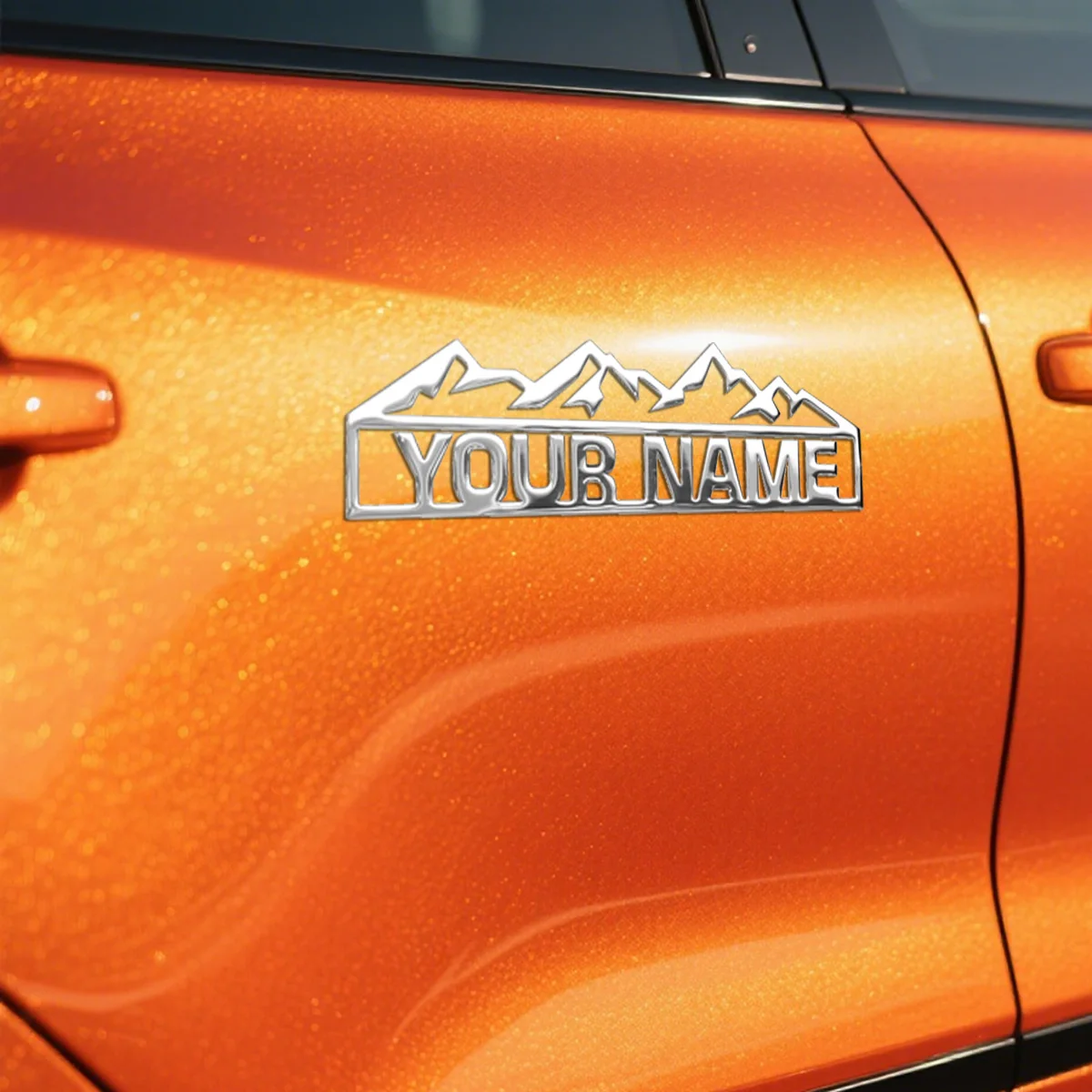 1PC 3D Metal Mountain Customized Logo Rear Trunk Side Fender Car Emblem Badge Decals For Auto Stickers Waterproof Accessories image 5