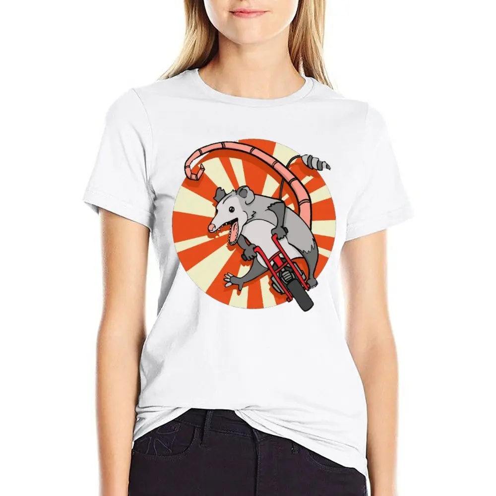 Vintage Minibike Possum Riding A Gas Mini Bike Harajuku T-shirt Sports Tshirt Funny Graphic Casual Travel