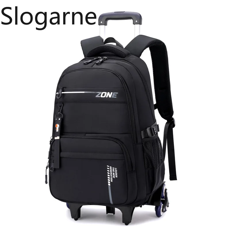 Students Wheel Schoolbag Boy Large Capacity Backpack Junior High School with Wheels Trolley Luggage Bookbags Rolling School Bags