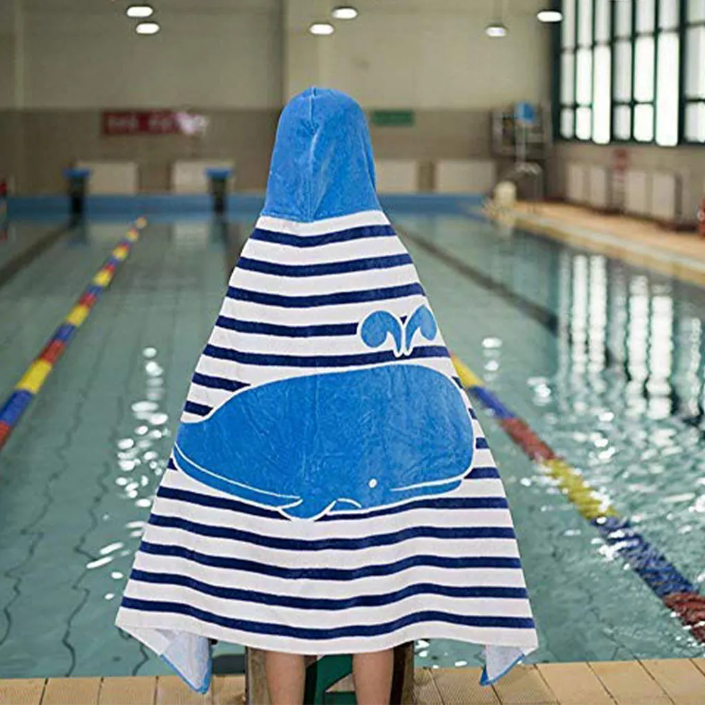 Poncho serviette bleu léger et portable pour enfants, doux et confortable, bons cadeaux pour les enfants