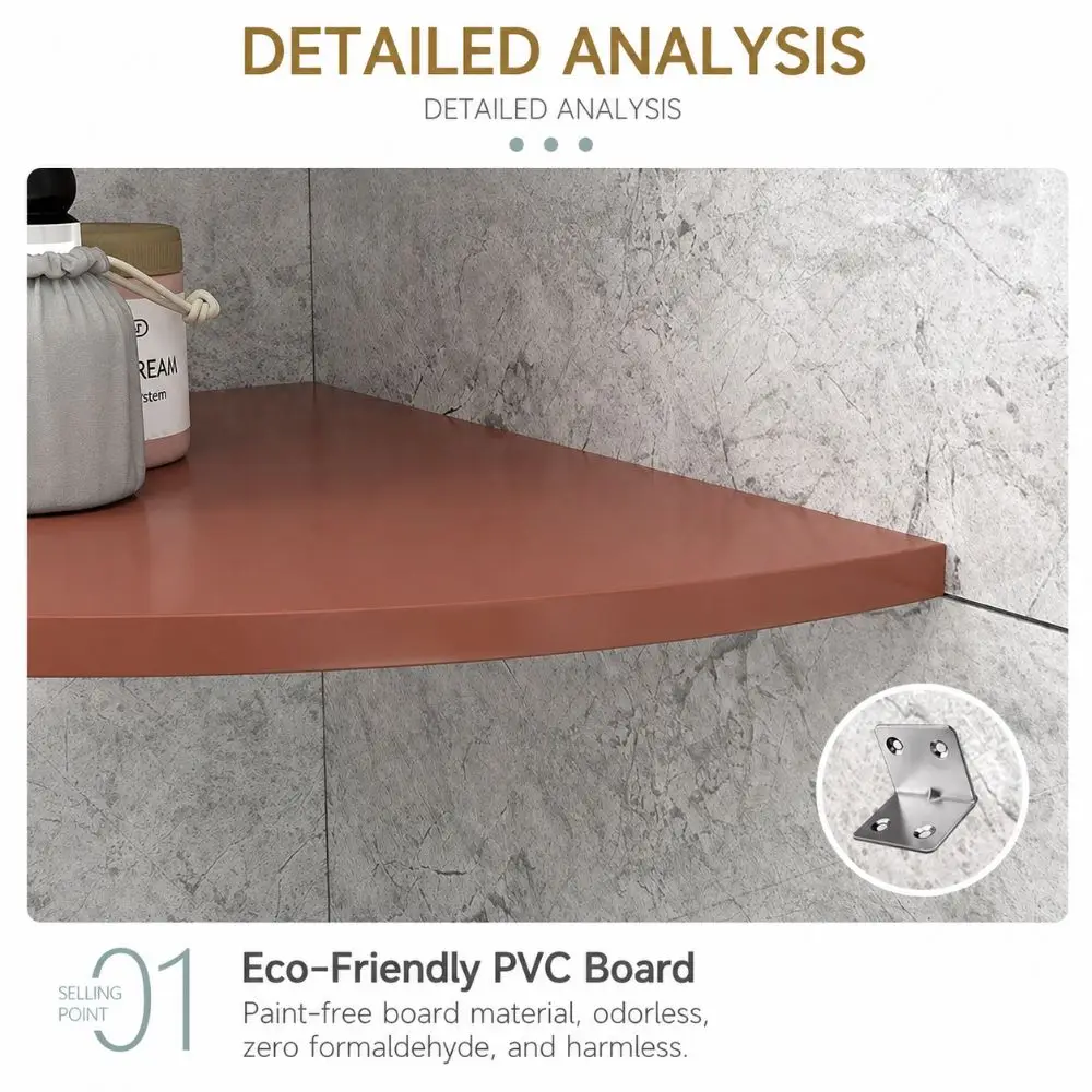 Durable PVC Floating Corner Shelf Quarter Circle Multifunctional Home Floating Shelves Wall Mount Wall Decor Display Stand Home