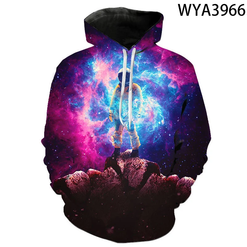 2024 Men's And Women's Hooded Sweatshirts Astronaut 3D Printed Sweatshirts Space Galaxy Universe Boys Girls Street Clothing