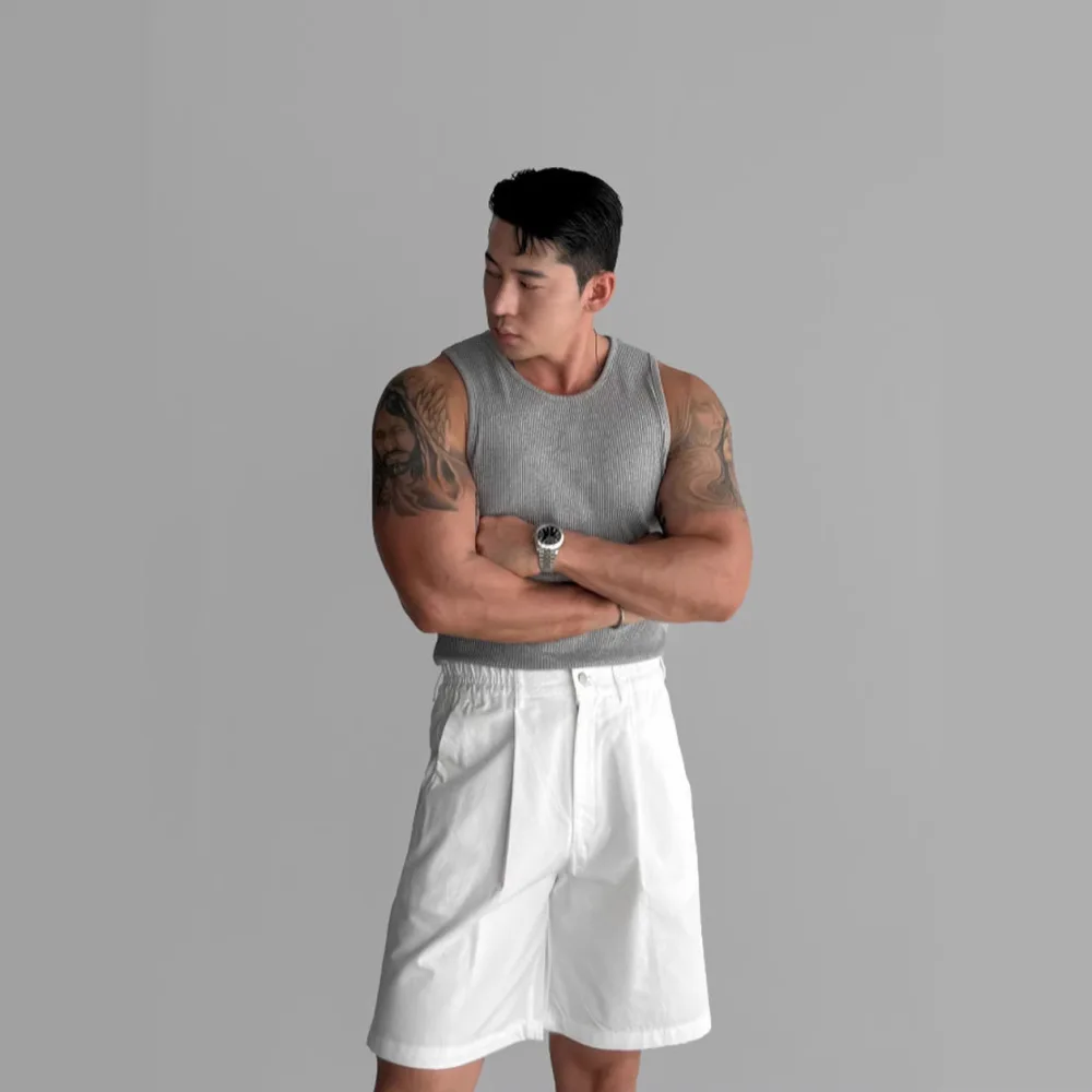 Summer Mens Muscle Tank Top Slim Fit Ribbed Sleeveless Vest Fitness Sport Bodybuilding Shirt Gym Training Apparel