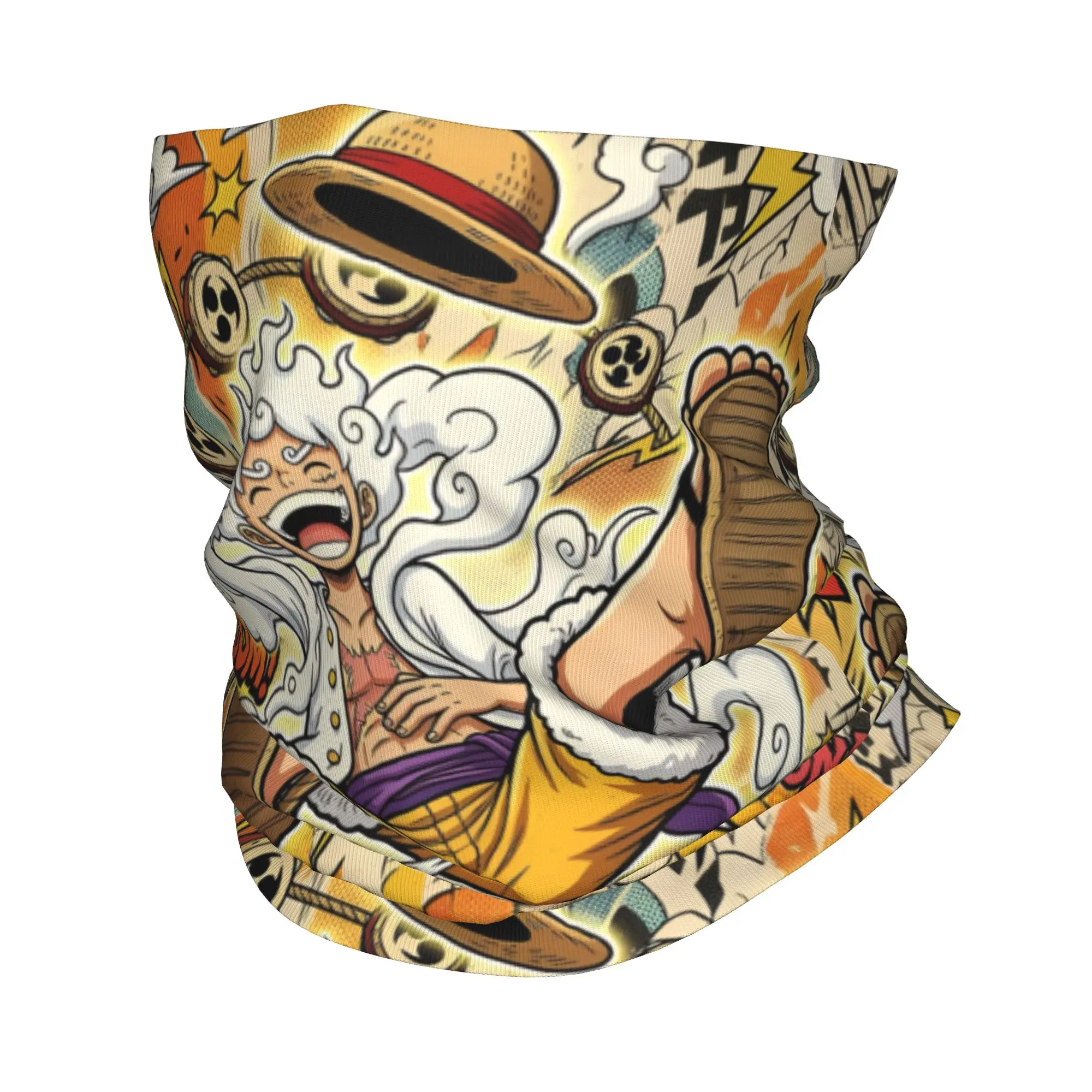 Custom One P-Pieces Luffys Neck Gaiter Women Men Windproof Winter Cartoon Adventure Comic Bandana Scarf for Cycling