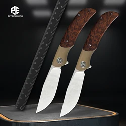 Petrified Fish PFP09 Folding Knife Pocketknives Jackknife K110 Blade Titanium Wood Handle Survival EDC Camping Cutting Hand Tool