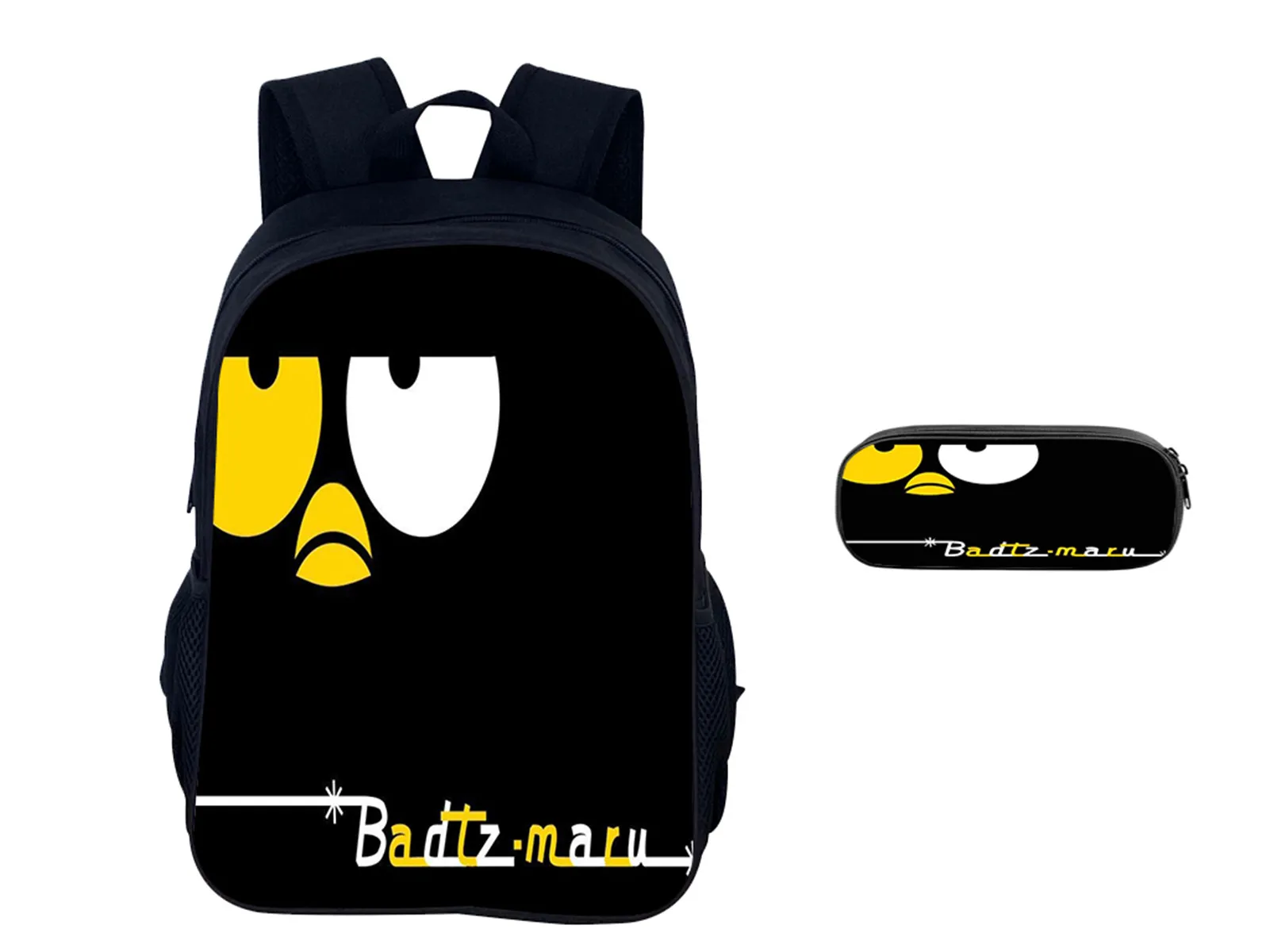 Unisex Boy Girl Wearproof Backpack and Pen Box 2Pcs Set,Badtz-Maru Schoolbag Sanrio Daypack
