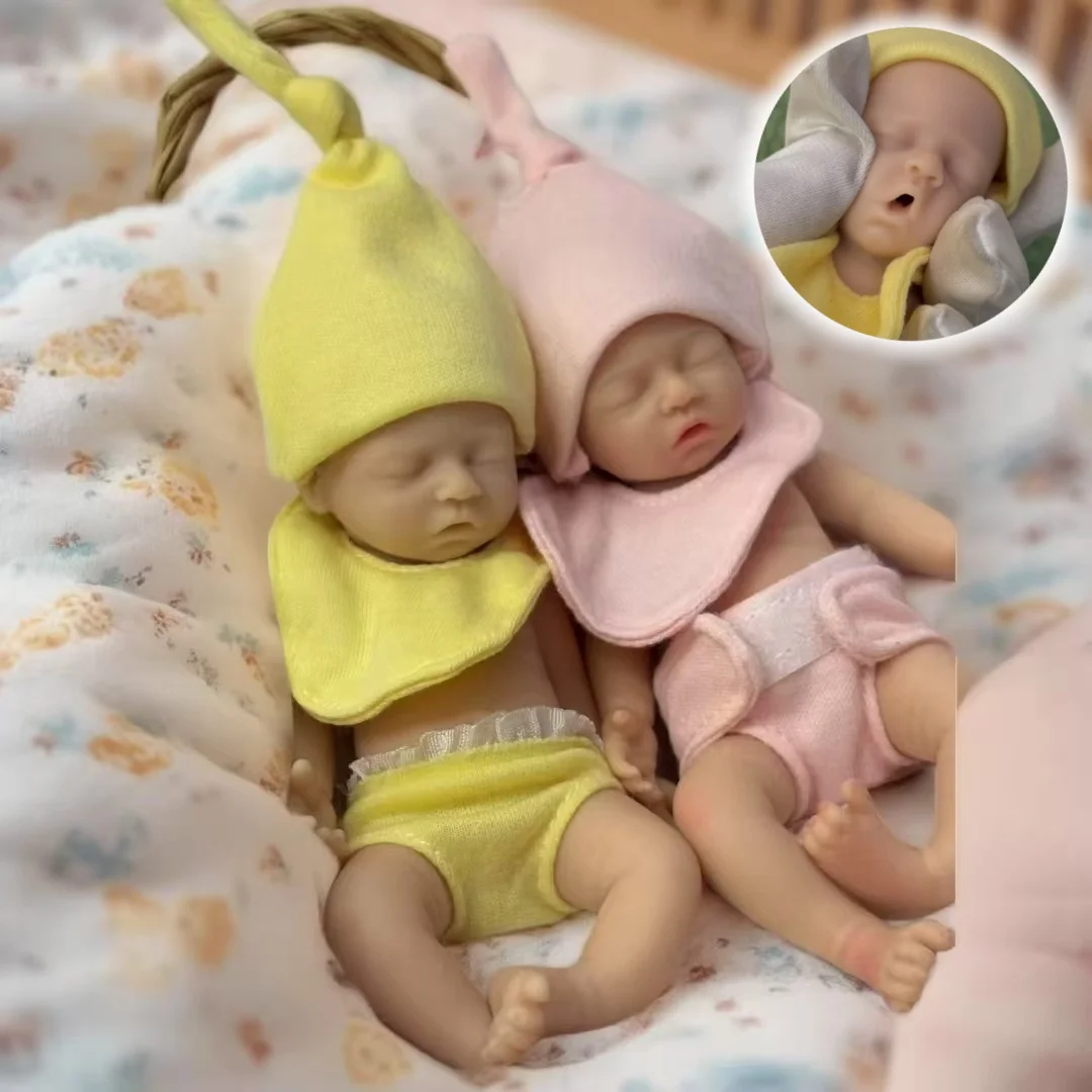 1 Uds./15cm lavable Mini palma de cuerpo completo de silicona muñeca Reborn niña y niño con boca abierta muñeca Reborn de tacto suave