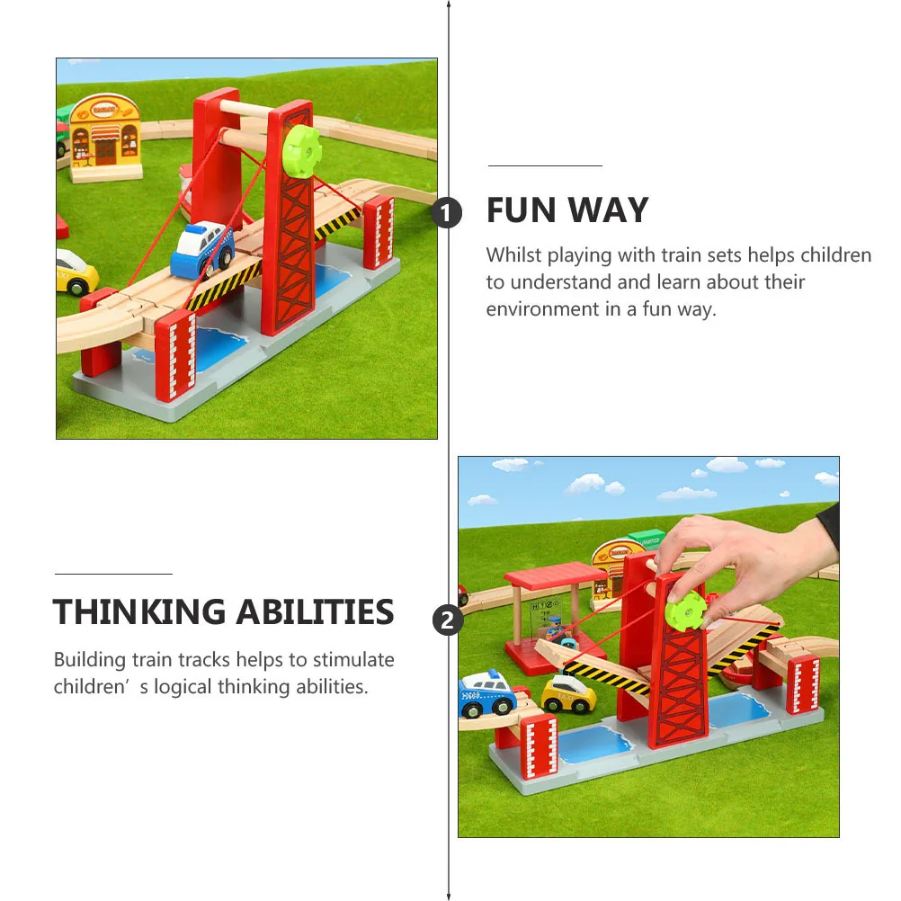 Puente de suspensión de elevación para niños de 3 años, accesorio de vía de tren, Compatible con plástico y madera, juego de Control remoto expandible