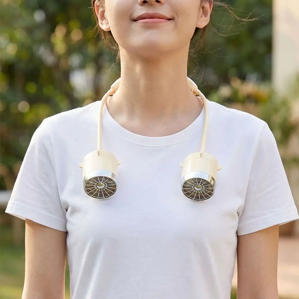 Low Noise Hanging Neck Fan USB Rechargeable 360° Bendable Neck Electric Fan Foldable Hands-Free Around Neck Cooler