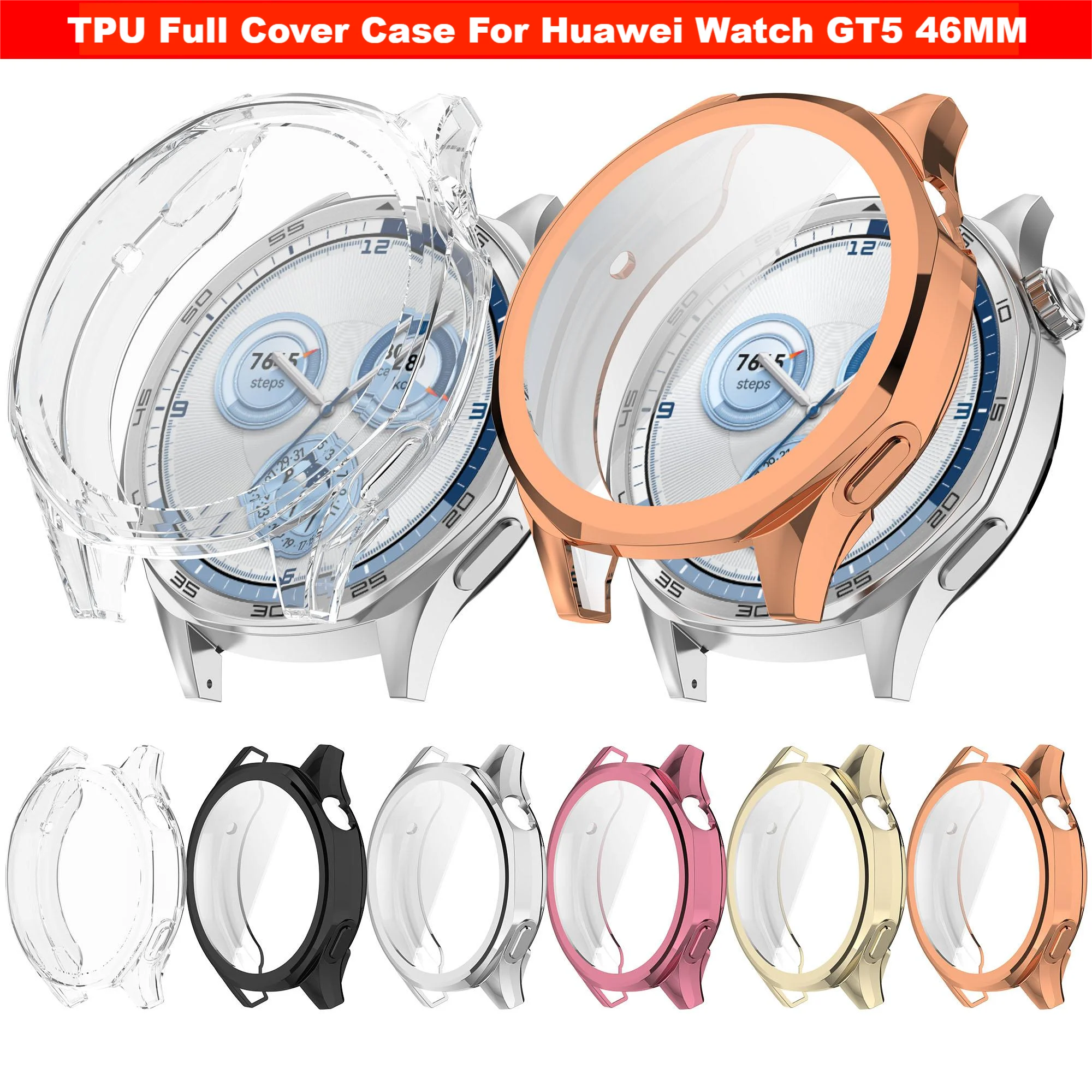 TPU Volle Abdeckung Shell Für Huawei Uhr GT 5 Smartwatch Screen Protector Stoßstange für Huawei Uhr GT5 41mm 46mm Smart Uhr Fall