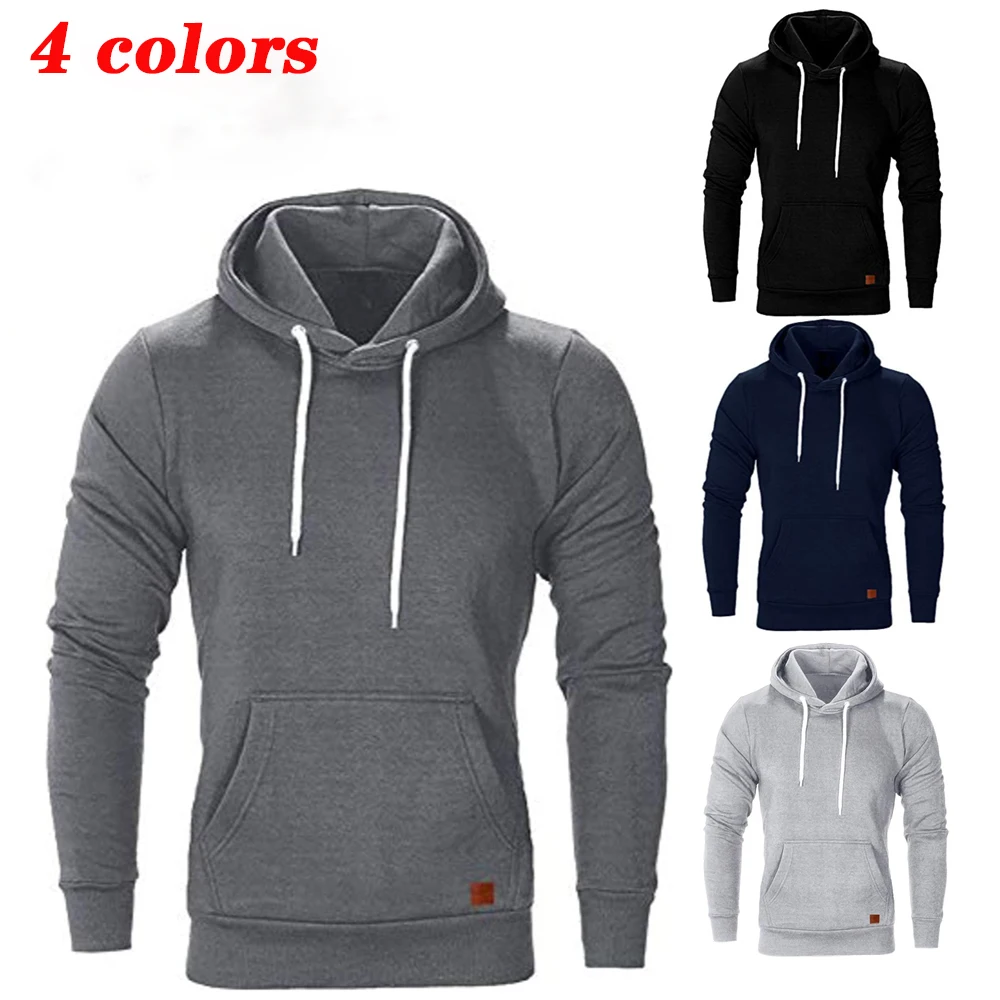 

Men's Hooded Sweatshirt Men Soft Oversized Hoodie Light Plate Long Sleeve Solid Male Hoodies Solid Color Sportswear Streetwear