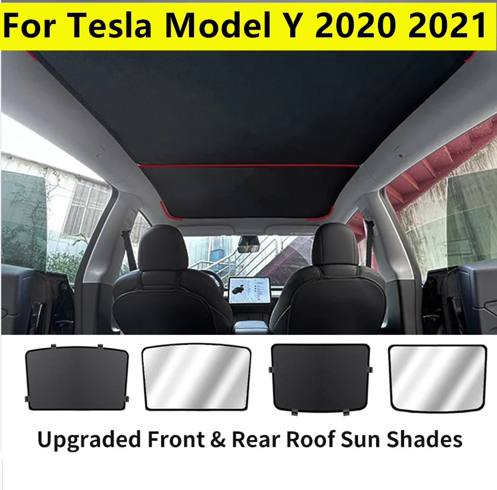 

Upgrade Glass Roof Sunshade Window Shade Sunroof Net Skylight Shades Protector Car Sun Visor For Tesla Model Y 2020 2021