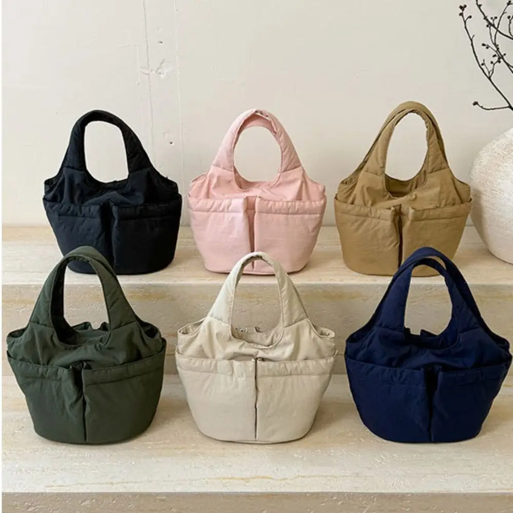 Underarm Bag Folded Bucket Bag Large Capacity Quick-dry Simple Commuting Tote Bag Multi-pouch Korean Style Solid Color Handbag