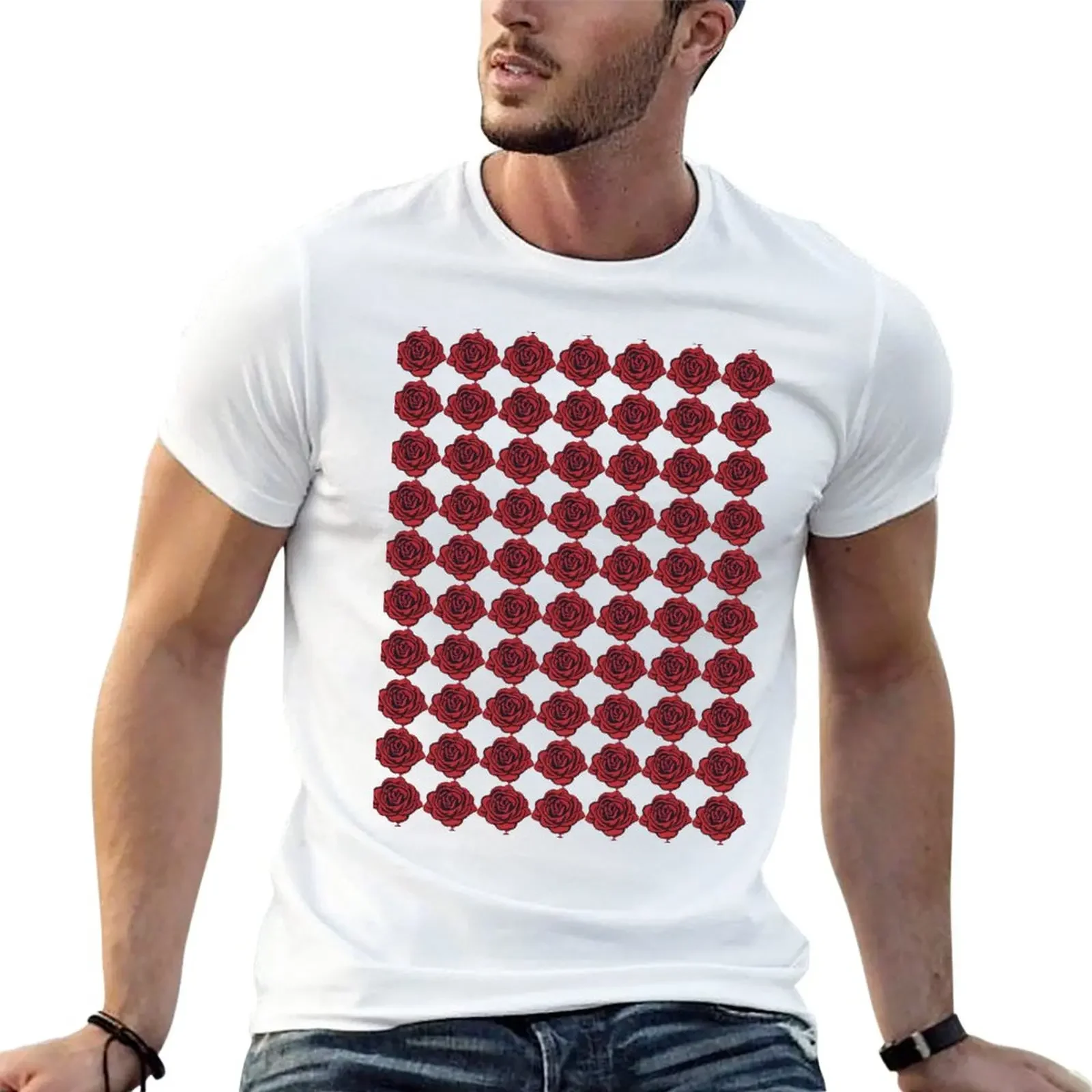 New Beautiful Rose Pattern T-Shirt custom t shirts Aesthetic clothing plus size tops Men's t-shirt