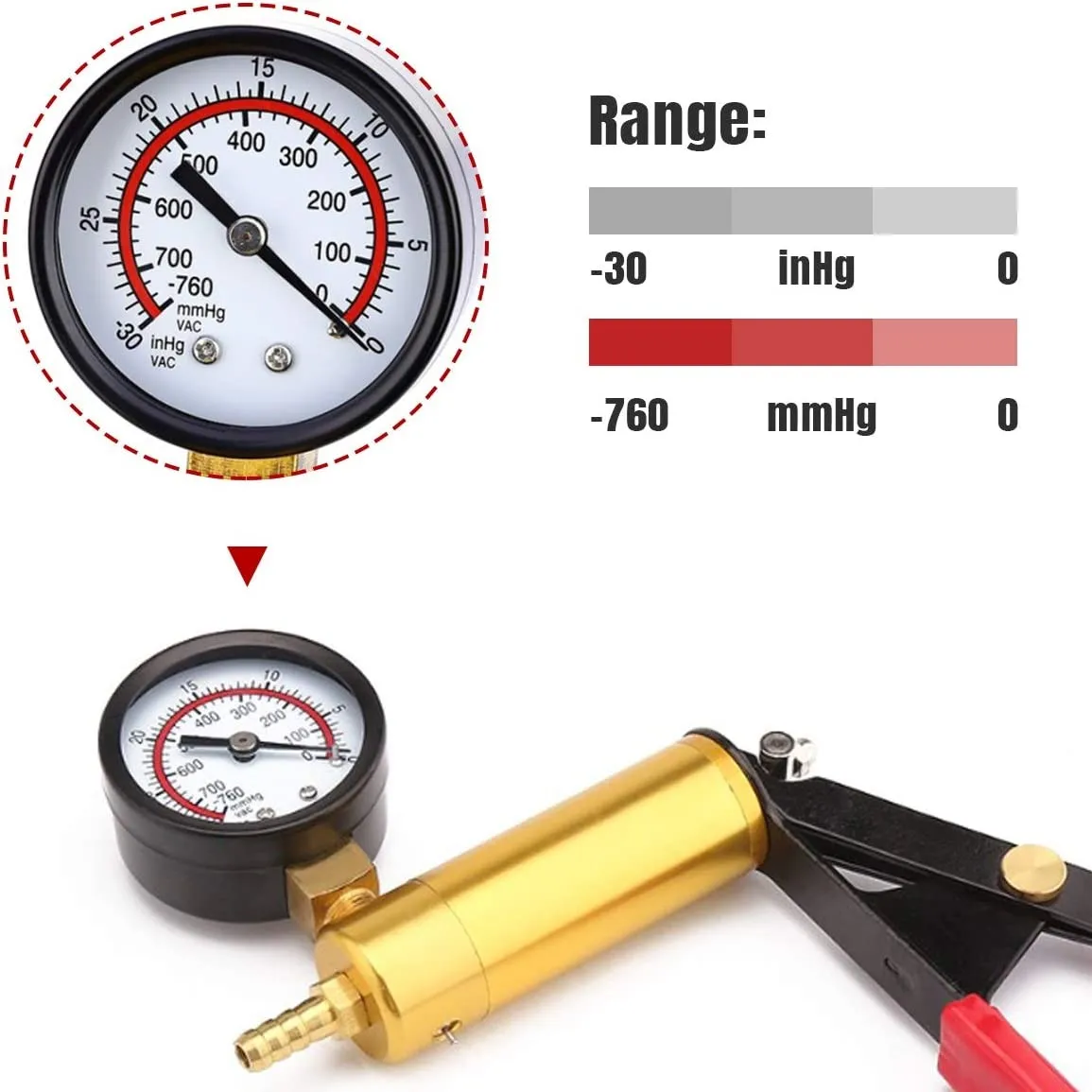 Manual Brake Bleeder Vacuum Pump Kit – Handheld Pistol Vacuum Tester with Pressure Gauge for Car Brake Fluid Bleeding & Automotive Maintenance 4