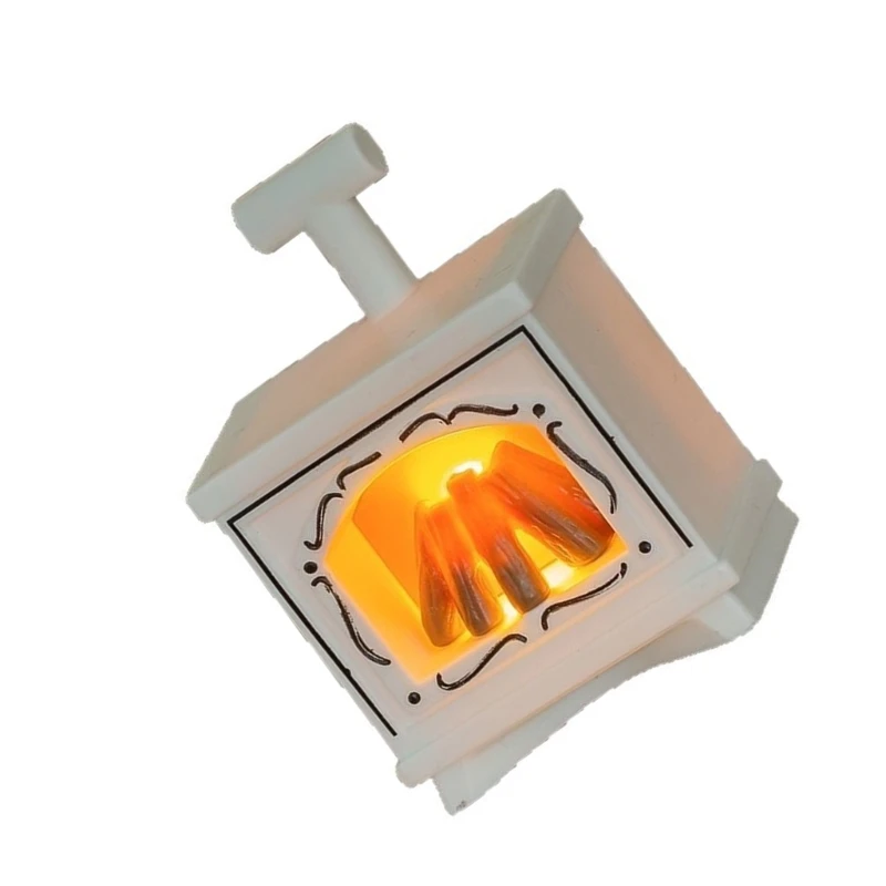 Realistic LED Flame Miniature Fireplaces Lamp Model Figurine for Doll House Accessories with Safe Plastic Construction 15UB