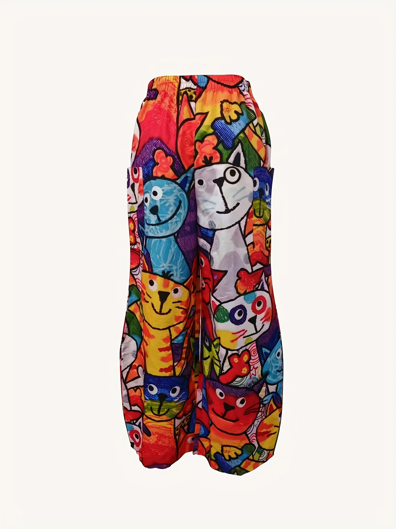Cartoon Cat Printed Long Pants
