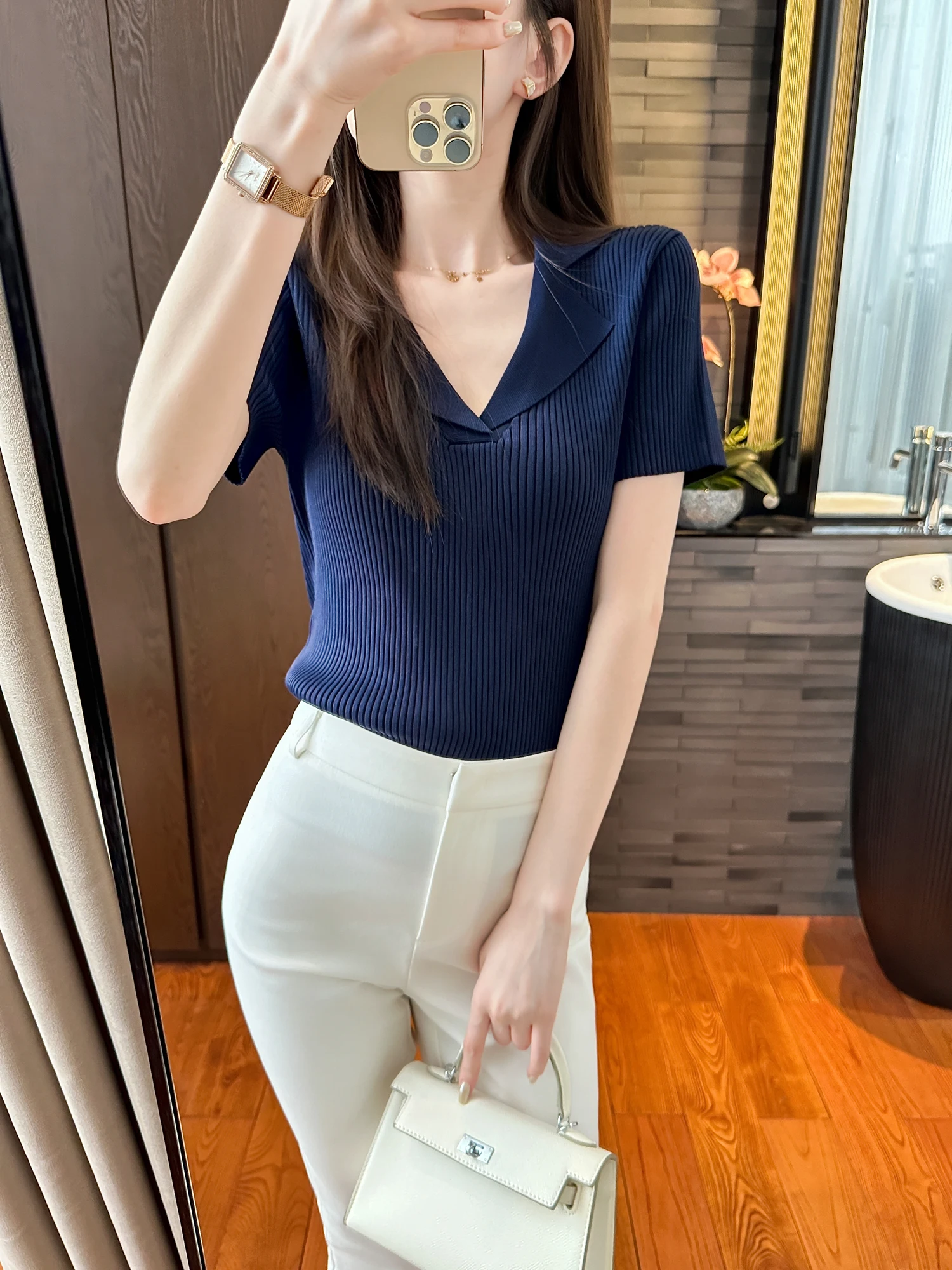 

Ele Вязаный ort Sve irt в королевском синем цвете с воротником YOU SEE Commute Sle Slim Fit Дышащий солнцезащитный крем Regular Thic...