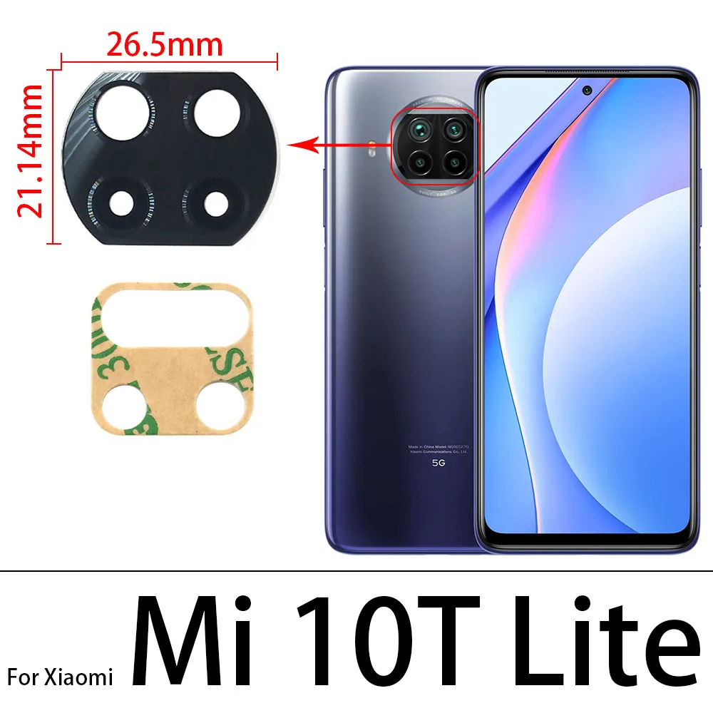 20Pcs/Lot, Camera Glass For Xiaomi Mi 10T Lite Rear Back Camera glass Lens With Glue Adhesive Xiamomi Mobile Phone Housings Xiao