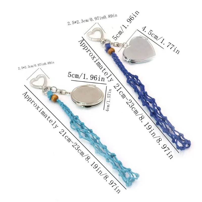 Customized Name Handmade woven mesh bag Lipstick Bag Keychain with independent mirror  temperament versatile Women's bag pendant