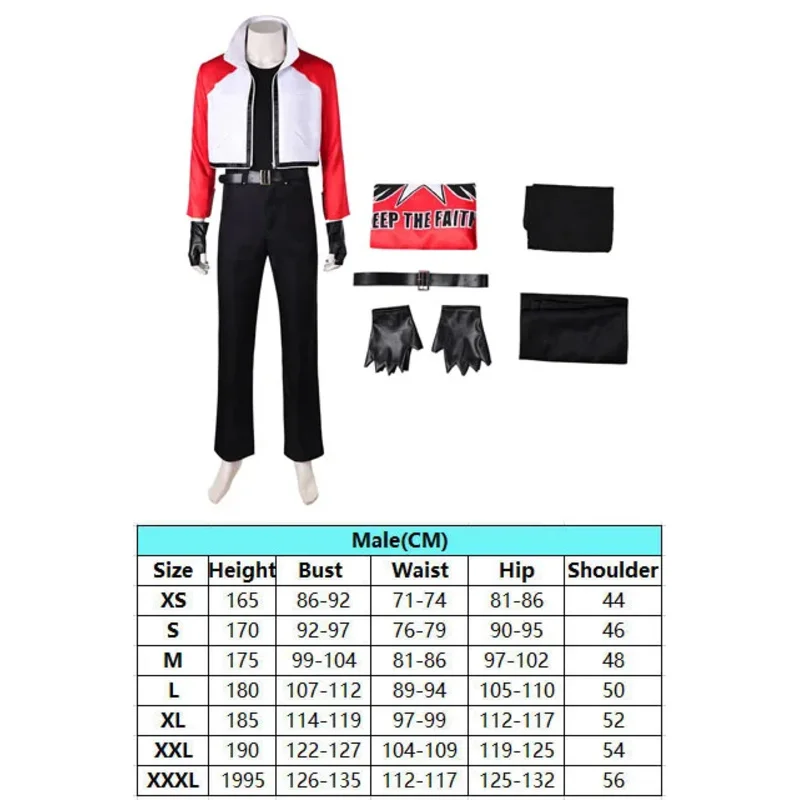 Rock howard masculino fantasia casaco calças cinto luvas jogo fatal cosplay fúria traje disfarce roupas halloween carnaval terno sk;m1