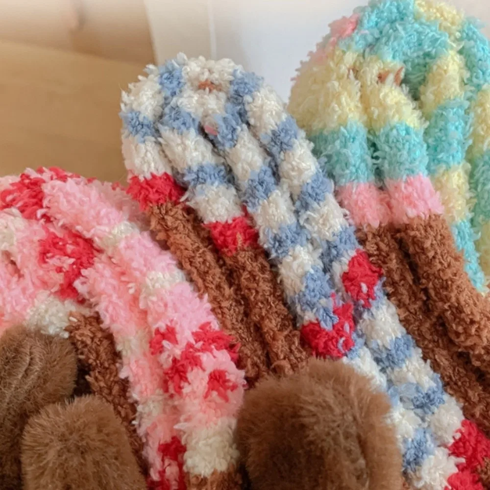 الحلو شريط آذان الجرو المرجان الصوف الجوارب أفخم الدافئة الكلب رشاقته المخملية الجوارب البولكا نقطة لينة جوارب يمكن السير بها على الأرض الخريف/الشتاء #4