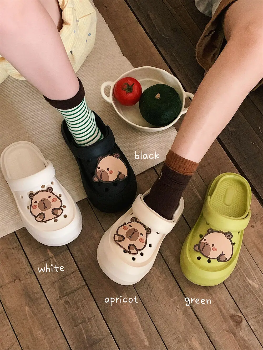 EVA Soft Soled Garden Shoes Parent-child Outdoor Cool Slippers Cute Hole Sandals Shoes For Women Summer Kapibala Capybara