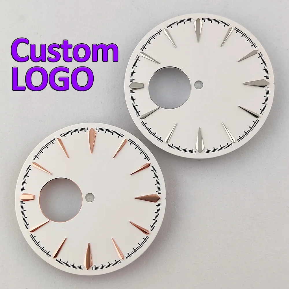 35mm Watch Dial NH38 Dial High Quality White Cocktail Dial With Hands Custom Logo/Name NH38 Watch Accessories Fits NH38 Movement