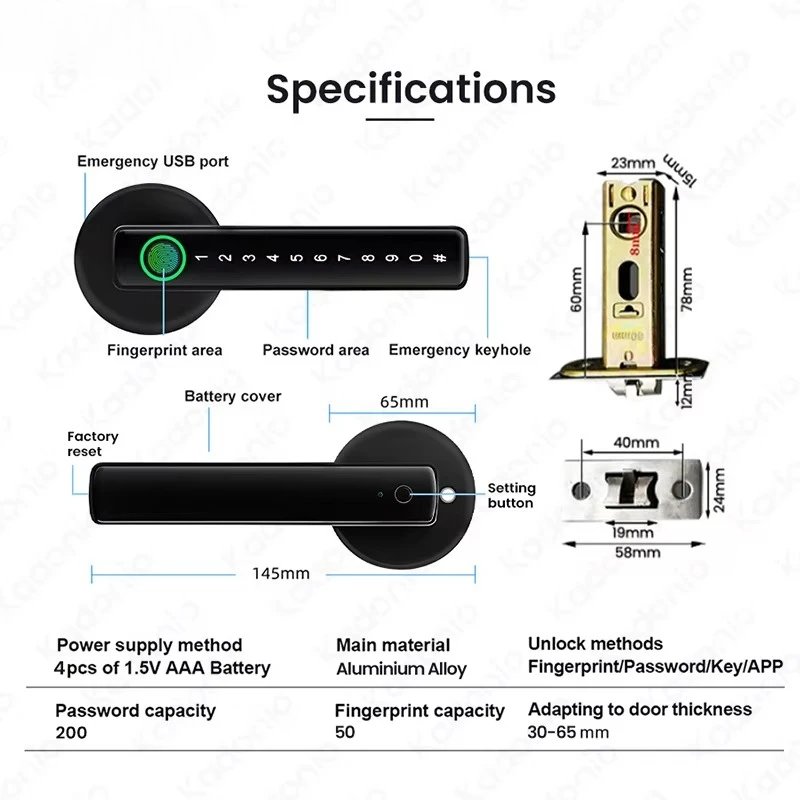 دخول بدون مفتاح قفل الباب الكهربائي مقبض ذكي مزلاج كلمة المرور بصمة مفتاح قفل رقمي منزلي