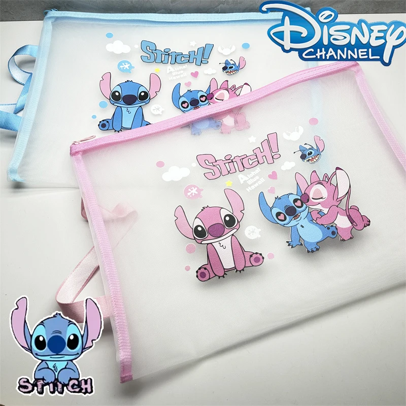 Disney Stitch przezroczysta torba na dokumenty etui na karty biletowe A4/A5/A6 siatkowa torba na dokumenty z zamkiem błyskawicznym biurowe artykuły