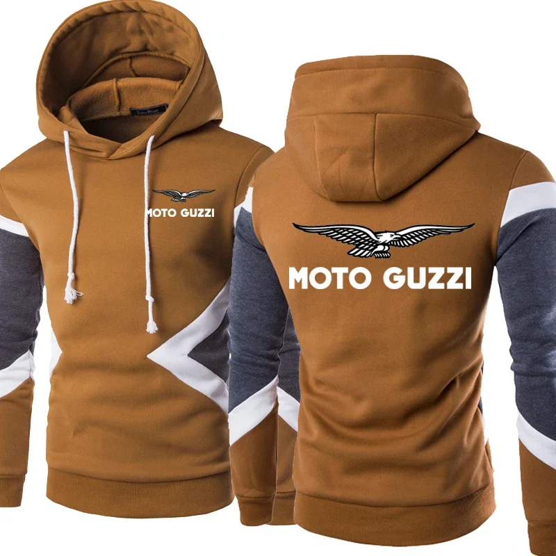 Moto Guzzi-Sweat à Capuche en Coton à Manches sulfpour Homme, Pull Décontracté en Patchwork PVD, Nouvelle Mode Printemps Automne 2021