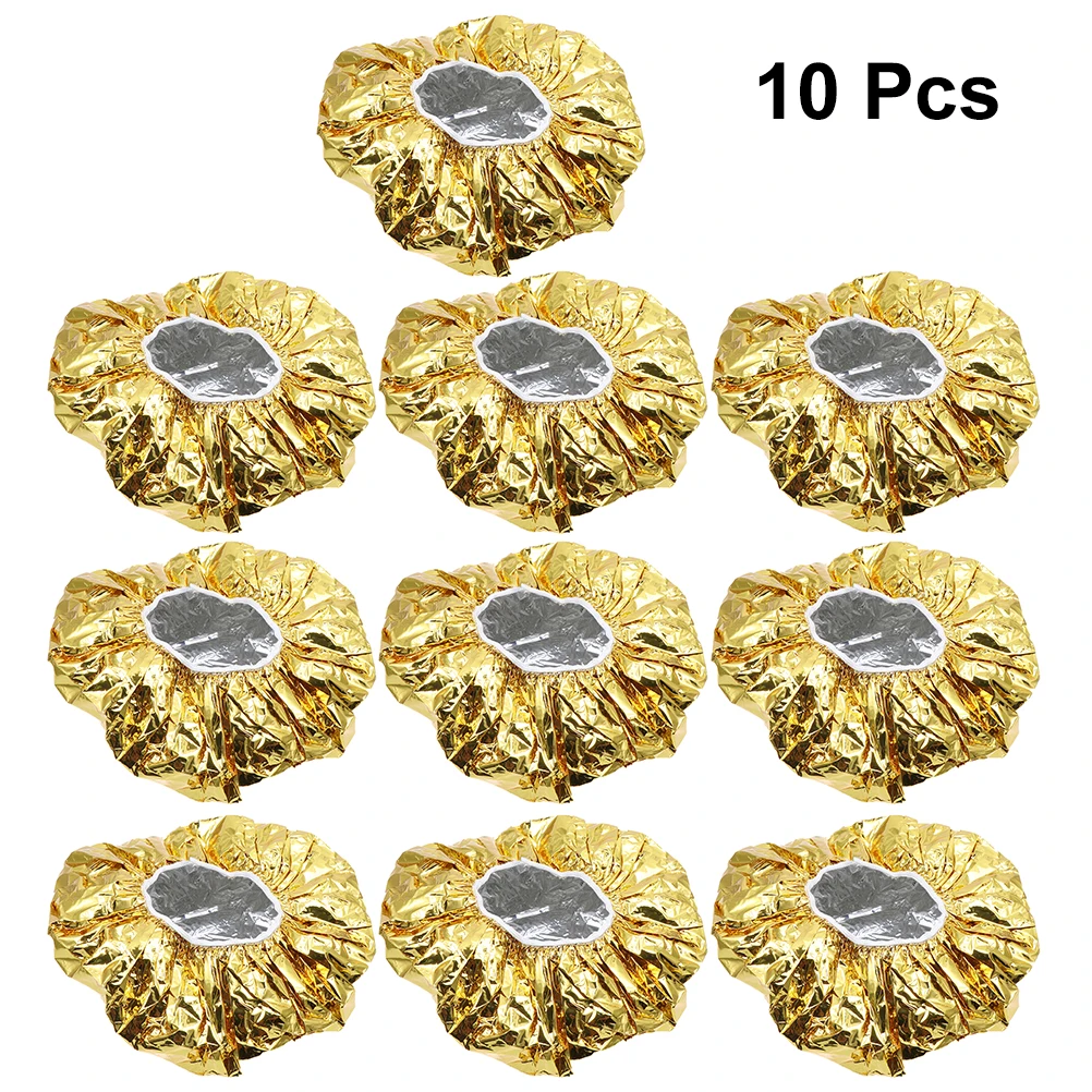 

10 Pcs Aluminum Foil Haircare Hat Heated Cap Shower Caps Dye Styling Hairdressing