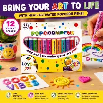 12 Color Heat Activated Puffy Paint Pens 1