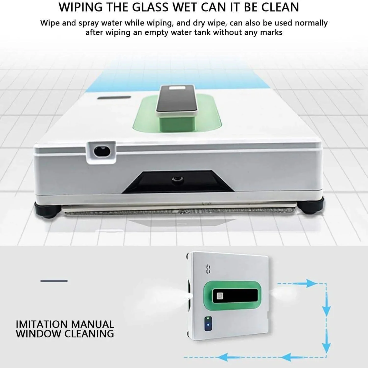 روبوت تنظيف النوافذ الأوتوماتيكي آلة تنظيف النوافذ رقيقة جدا على الوجهين رذاذ الماء 2500Pa روبوت مُنظف نوافذ