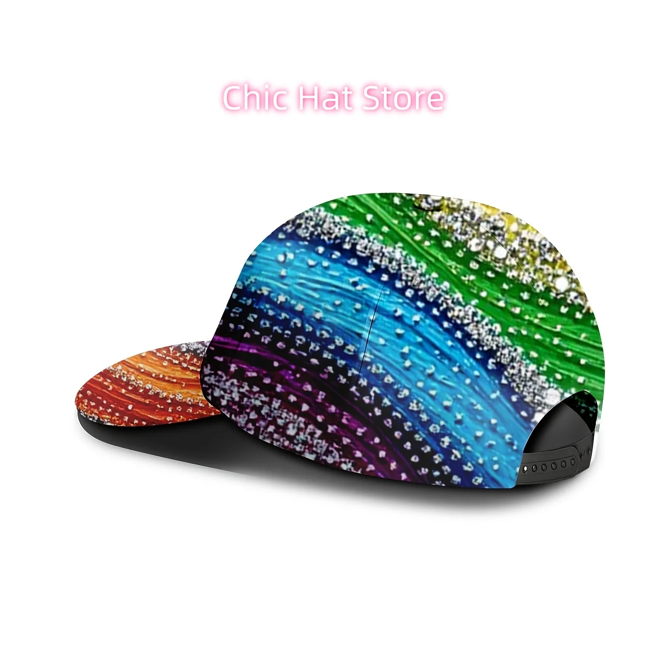 Rainbow Gradient Wave-printed Baseball Cap, Colorful Art Pattern Hat, Trendy Street Style Cap, Adjustable for Men And Women, Sui