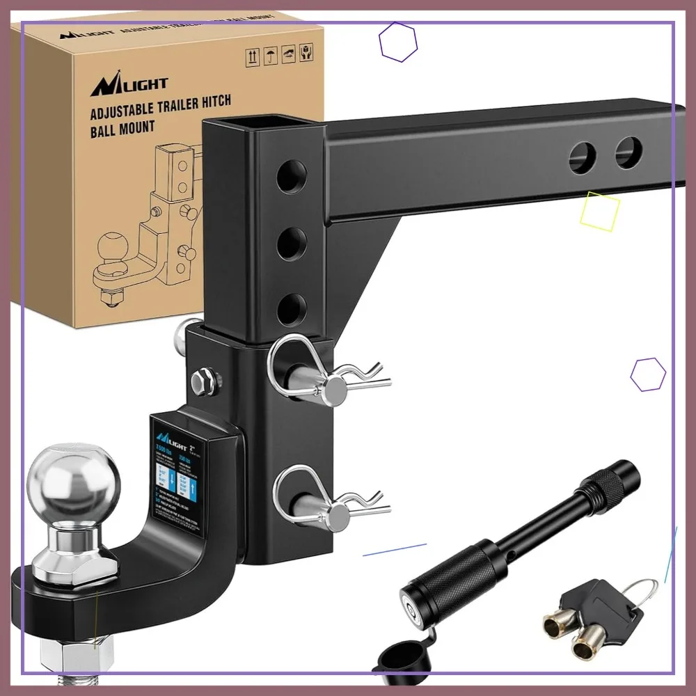 

8-Position Adjustable Trailer Hitch with 2-Inch Ball, 7500 lbs Capacity for Trailers and RVs