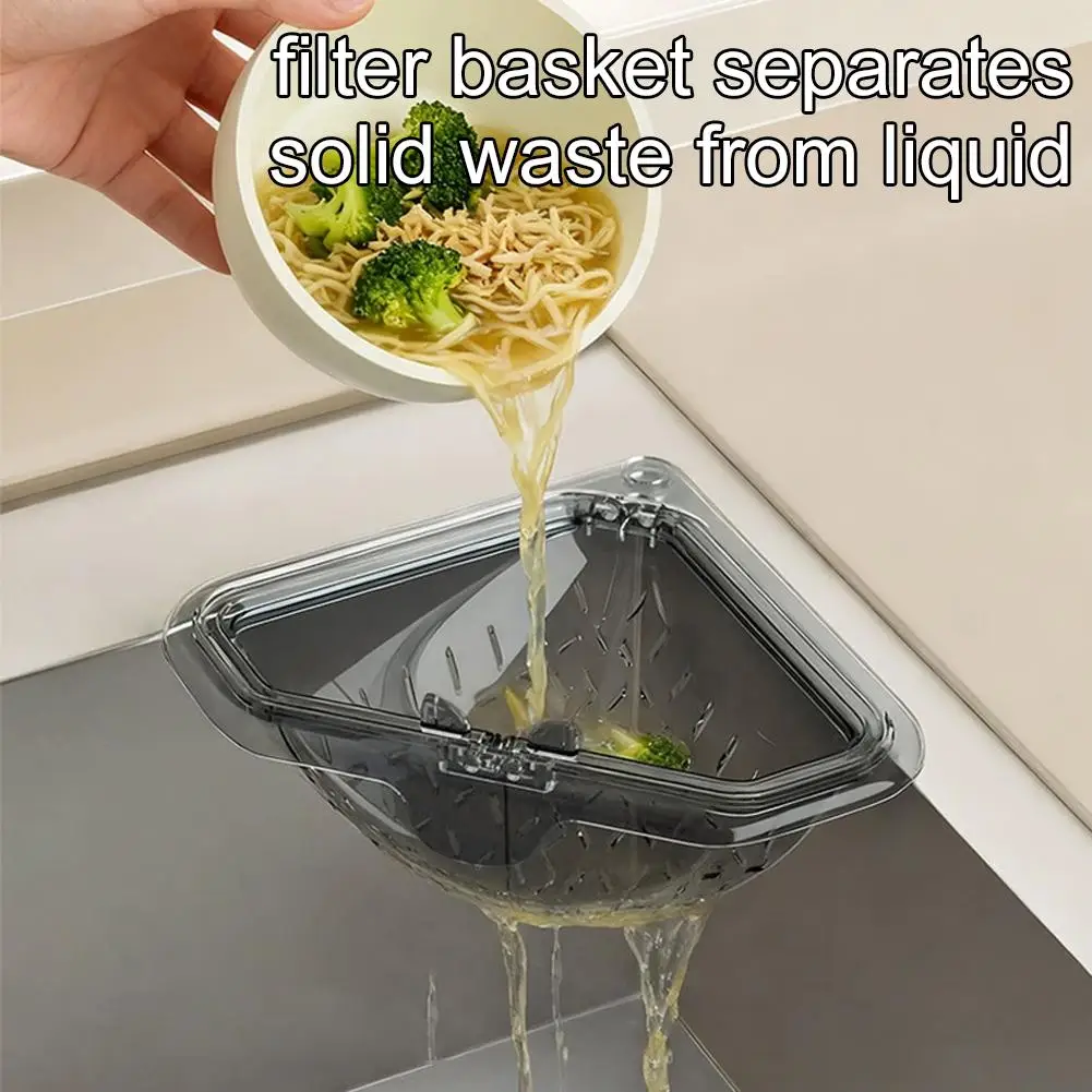 Kitchen Sink Filter Rack Triangle Magnetic Drain Basket Hanging Trash Catcher Food Waste Strainer Fruit Vegetable Drainer Tool