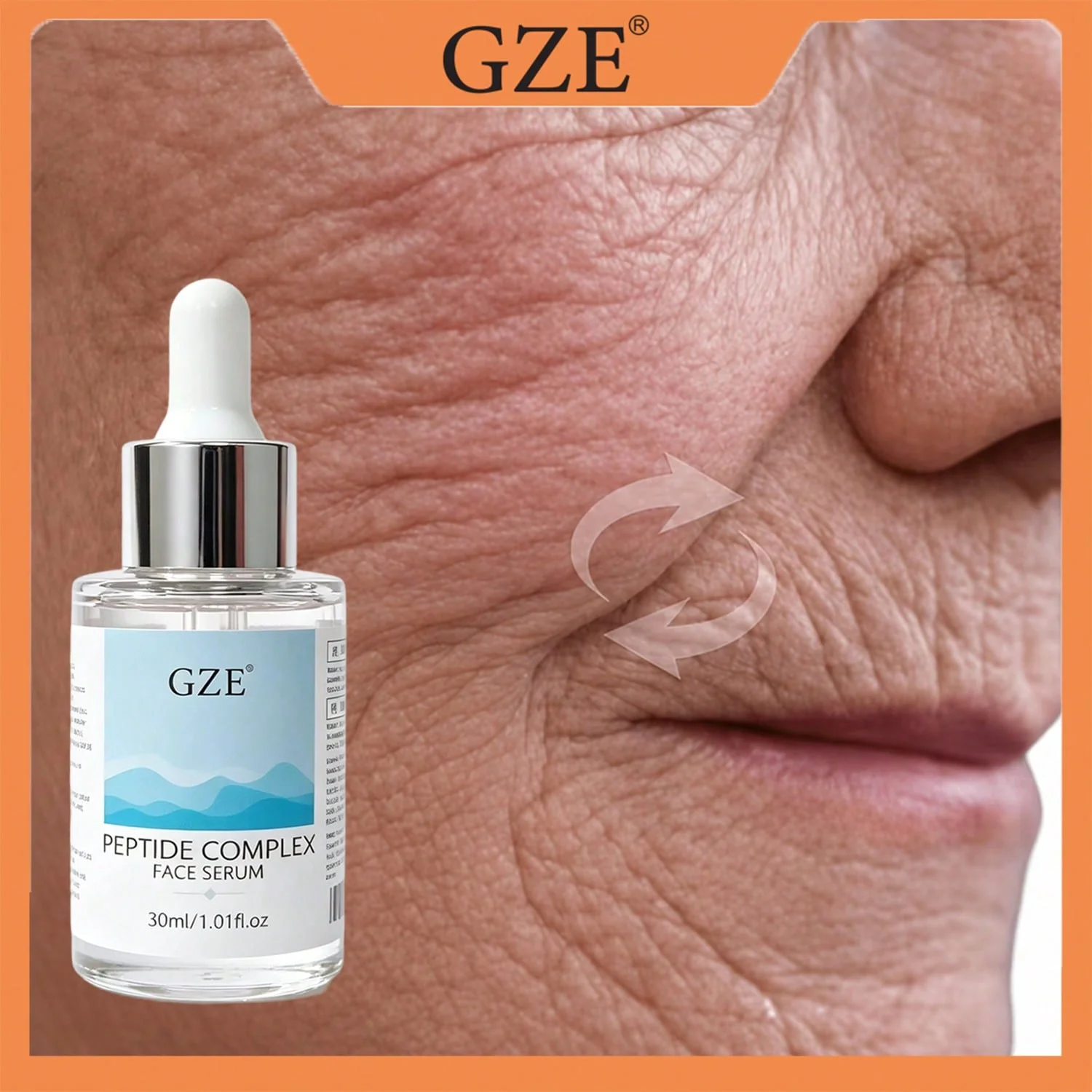 GZE Peptide Complex Face Serum, Multi-Peptide, Boost Collagen, Reduce Fine Lines, Firm Saggy Skin & Deep Hydrate Dull Complexion