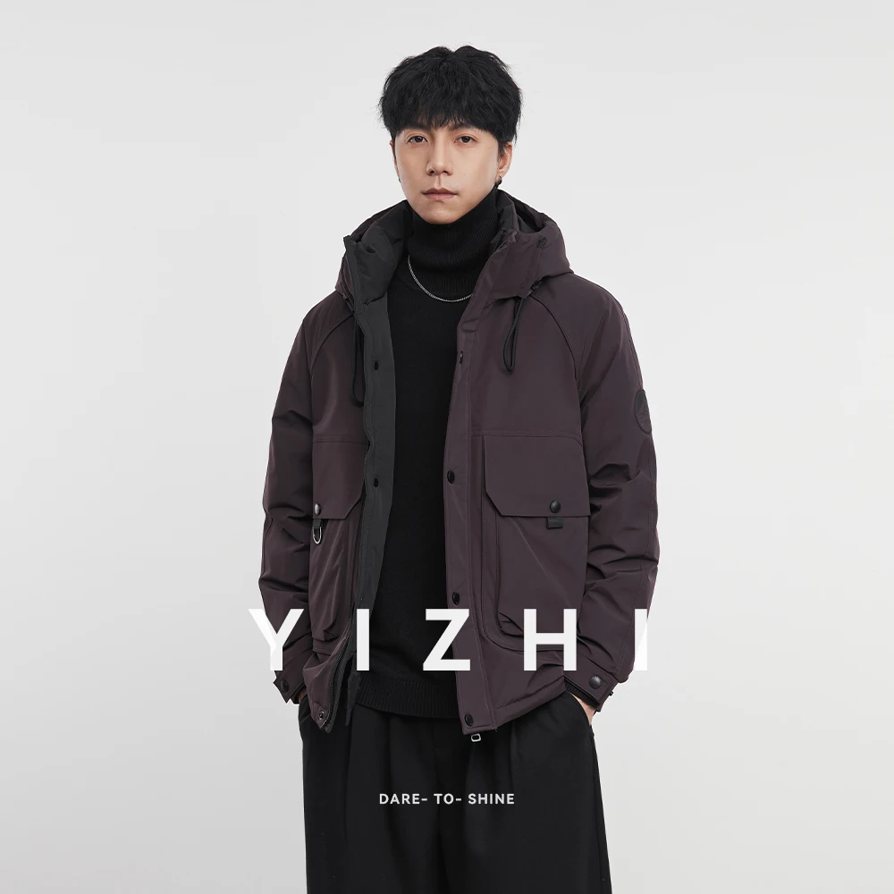 

Модная мужская куртка на гусином пуху 90-х годов, зима 2025, новая куртка с капюшоном, теплая морозостойкая куртка, мужская куртка с капюшоном