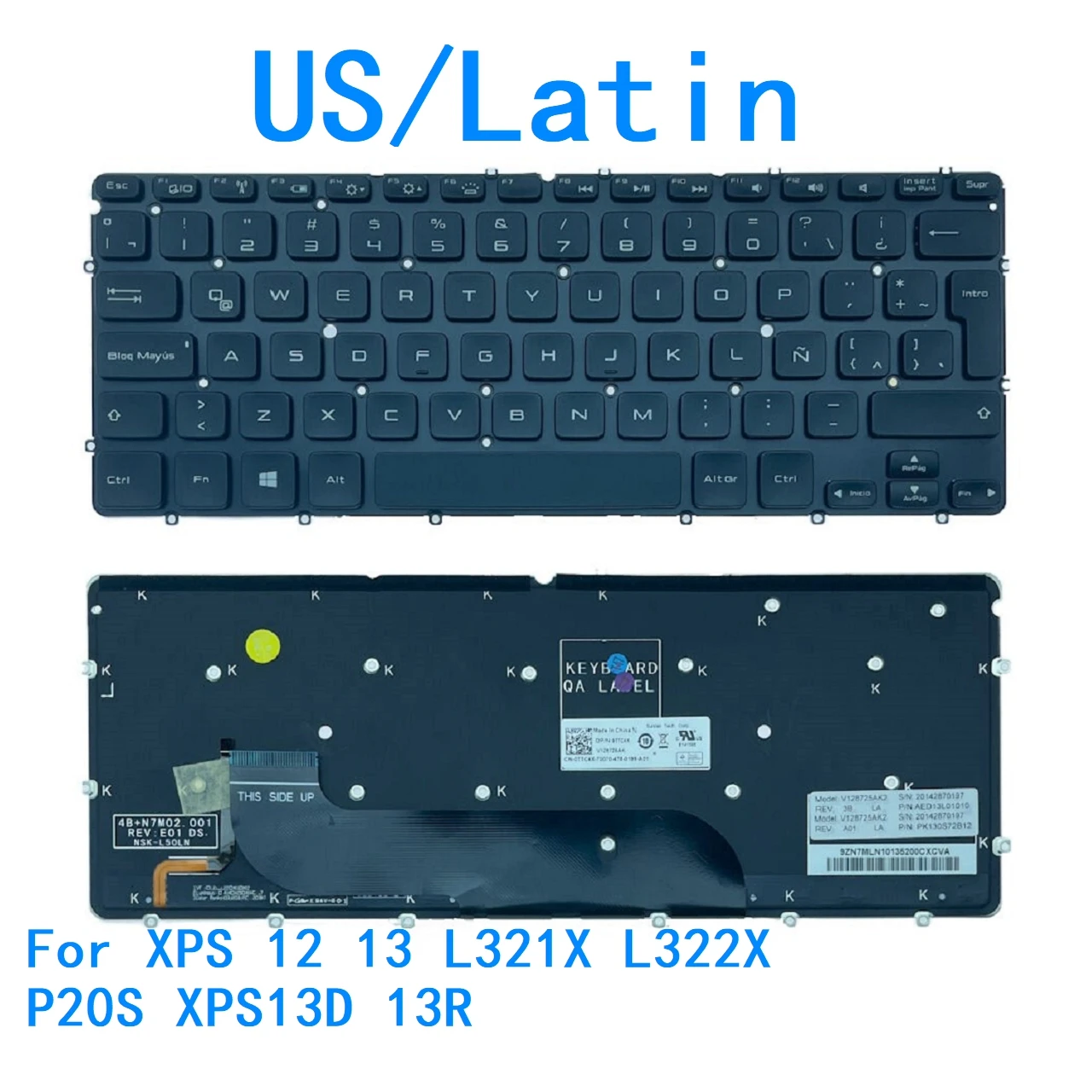 New US Latin Language  Backlit Keyboard For Dell XPS 12 13 L321X L322X P20S XPS13D 13R Replacement Keyboard 0P6DWF MP-11C7