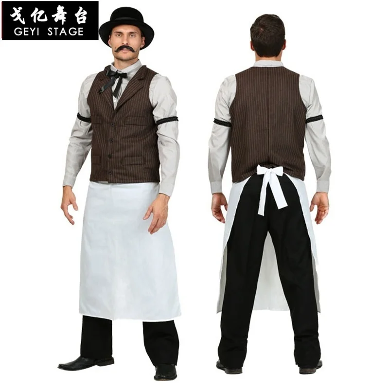 

new bar waiter uniform costumes for men halloween costumes carnival cosplay waiter party role play for adult men