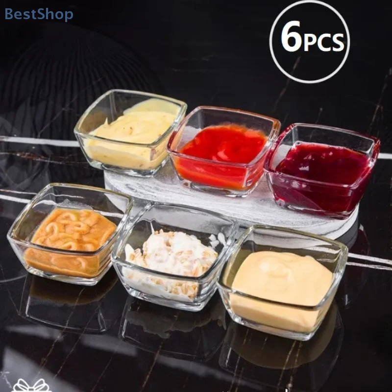 1/6Pcs 60ML Mini Glass Prep Bowls Glass Ramekins Bowls For Dish Serving Mixing Cooking Sauce Nuts Candy Dessert Salad