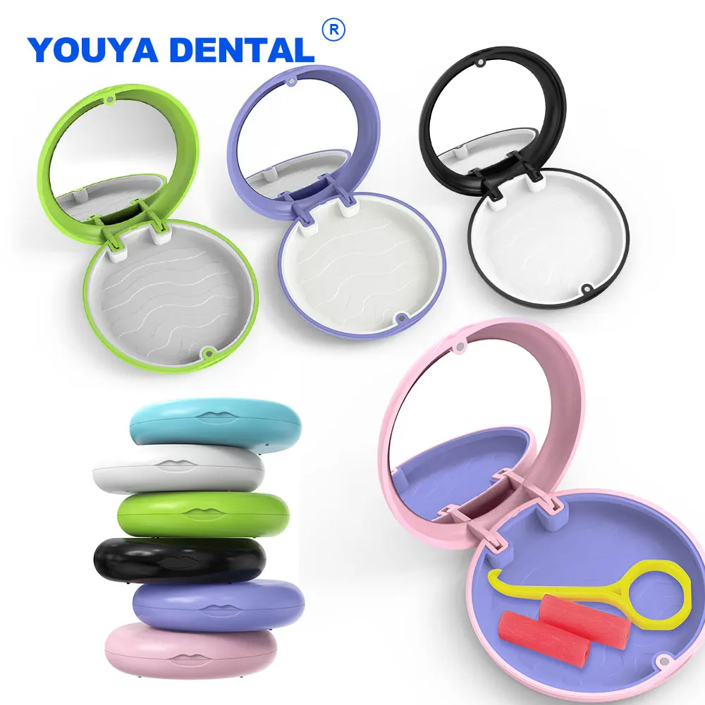 Denture False Bath Box Case With Mirror Orthodontic Retainer Box Case Plastic Teeth Container Protective Case Oral Care Dentisty