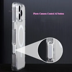 Official Clear Photo Camera Control AI Button Case For iPhone 16 Pro Max 16 Plus Acrylic Magsafe Magnetic Wireless Charger Cover